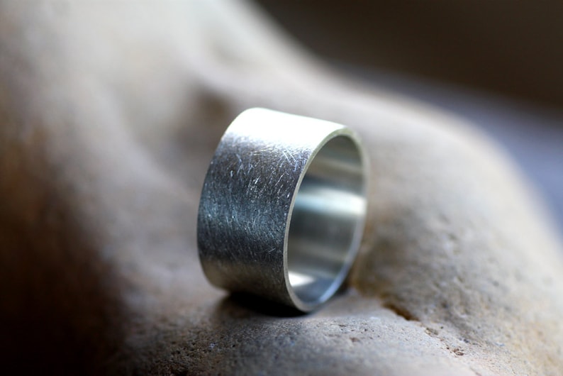 Mens Sterling Silver Ring Chunky Silver Ring Diamond Etsy