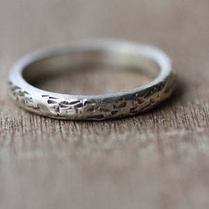Hammered Silver 950 Ring: Thin Textured Handmade Band
