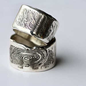 Personalized Fingerprint Ring: Rustic Sterling Silver Wedding Band