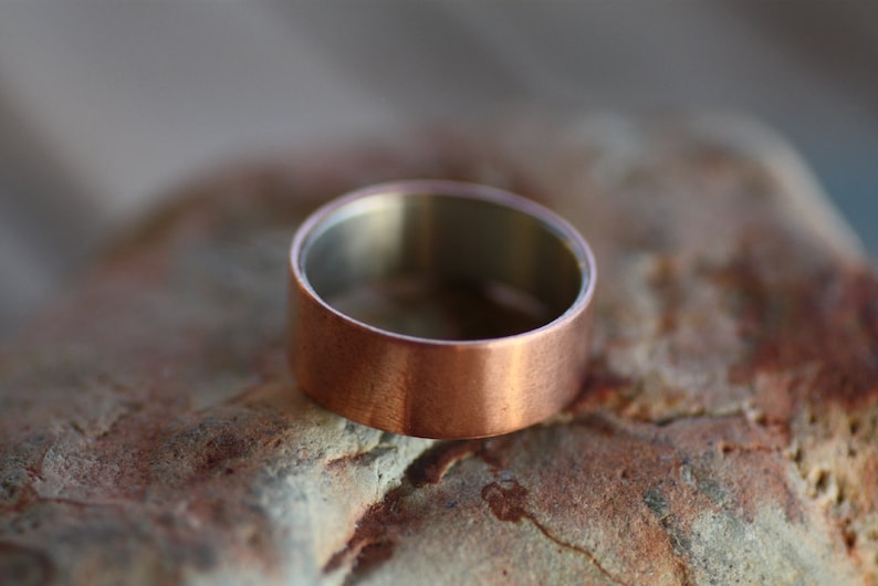 Sterling Silver and Copper wide ring Engagement wide band Mens wedding ring Copper wide band Personalised wide ring Engraved ring