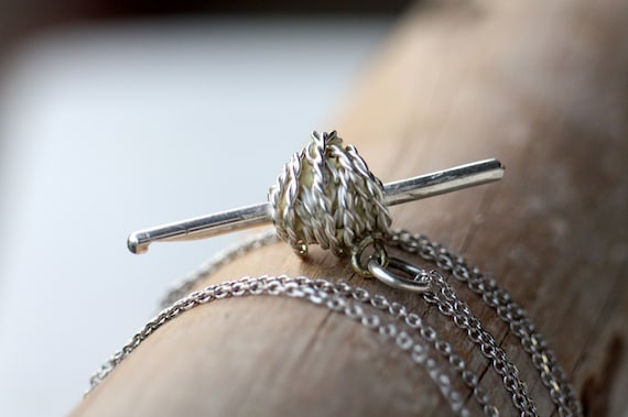 Sterling Silver Crochet Pendant Necklace, Personalized Gift