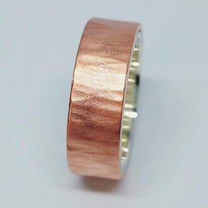 Handmade Silver 950 Copper Band: Textured Mens Wedding Ring