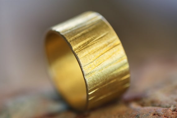Handmade Brass Ring: Gold Plated, Personalized Engraved Wedding Band