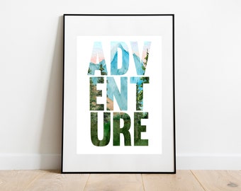 Adventure Watercolor, Printable Wall Art, Definition Poster, Office Decor