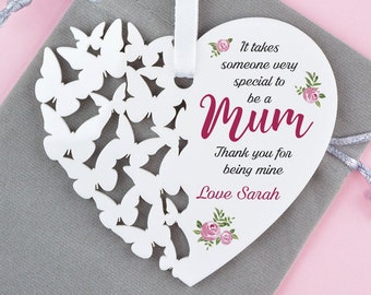 Wooden Mum//Mummy Plaque//Sign Hanging Heart First Mothers Day Gift//Keepsake
