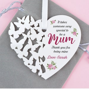 Special Mum Gifts - Personalised Birthday Christmas Gifts for Mummy Nanny - Mothers Day Gifts - Mum, Mummy, Mam Hanging Heart Plaque Gifts