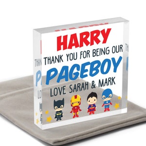 Page Boy Gift, Ring Security Ringbearer Usher Gift, Personalised Superhero Page Boy Thank You Gifts, Superhero Page Boy, With Grey Bag