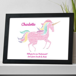 Unicorn Will You Be My Flower Girl Gift - Personalised Will You Be My Bridesmaid, Maid of Honour Gift - Flower Girl Proposal for Girls, Her