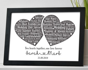 Wedding Gift - Personalised Wedding Day Gifts for Newlyweds - Mr and Mrs Gift - Gifts for Bride and Groom, Couples - Wedding Print Keepsake