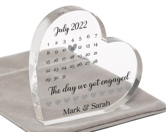 Engagement Gifts For Couple, Personalised Engagement Date Gifts, Gift For Fiance, Engagement Calendar, Engagement Anniversary With Grey Bag