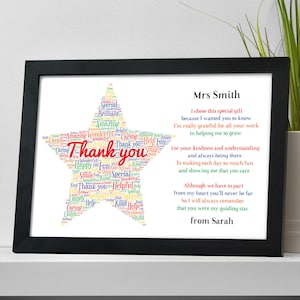 Personalised Thank You Teacher Gifts - STAR School Teacher, TA, Nursery, Leaving Poem - Teacher Appreciation Gifts - Star Teacher Poem Print