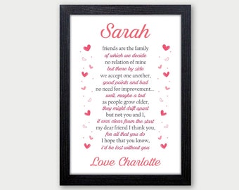 Personalised Best Friends Gifts Keepsake Poem Bestie BFF Christmas Birthday Personalised Best Friends Gifts Keepsake Poem Bestie BFF Christmas Birthday