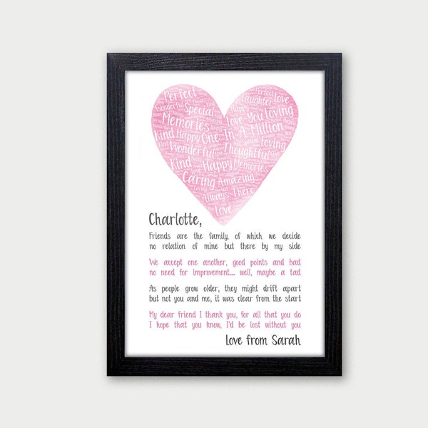 Best Friends Gifts - Personalised Friendship Poem Gift - Galentines Gifts - Gifts for Best Friend, BFF - Friend Gift for Birthday, Christmas