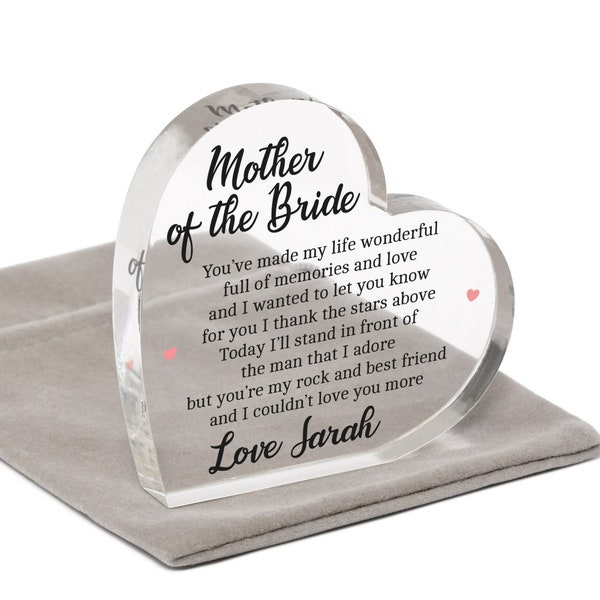 Personalised Mum Gift From The Bride, Mother of the Bride Wedding Gift, Mum Wedding, Mother Of The Bride Thank You Ornament, With Grey Bag