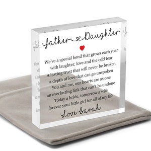 Father of the Bride Gift, Personalised Father and Daughter Wedding Gift From The Bride, Dad On My Wedding Day, Today A Bride With Grey Bag