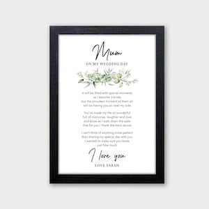 Personalised Gift For Mother of the Bride, Mother of the Bride Poem, Mum From Daughter, Wedding Gift, Mum On My Wedding Day, Eucalyptus, Mom