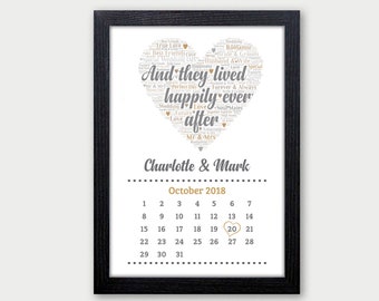 Wedding Date Gifts for Bride and Groom - Personalised Wedding Day Gifts for New Mr and Mrs - Newlyweds Print Gift - Wedding Print Wall Art