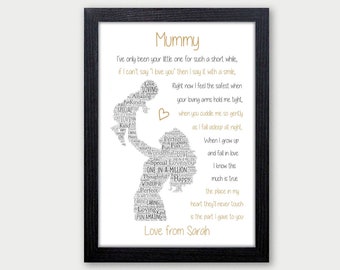 Mummy Poem Gift - Mummy and Son Daughter Gifts - Mother and Child Print - Personalised Mothers Day Birthday Christmas Gift for Mum Nanny Her