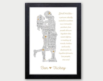 Soulmates Gift - Couples Print - Personalised Gifts for Girlfriend, Boyfriend, Husband, Wife - Valentines Gift - Christmas Boyfriend Him Men