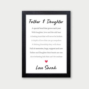 Father & Daughter Poem Print, Gift For Dad, Gift For Daughter, Dad and Daughter Gift, Happy Birthday Dad, Fathers Day Gift From Daughter