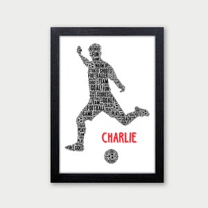 Footballer Gifts for Boys, Son, Grandson - Personalised Birthday Christmas Football Striker Gifts for Boys - Kids Football Bedroom Wall Art