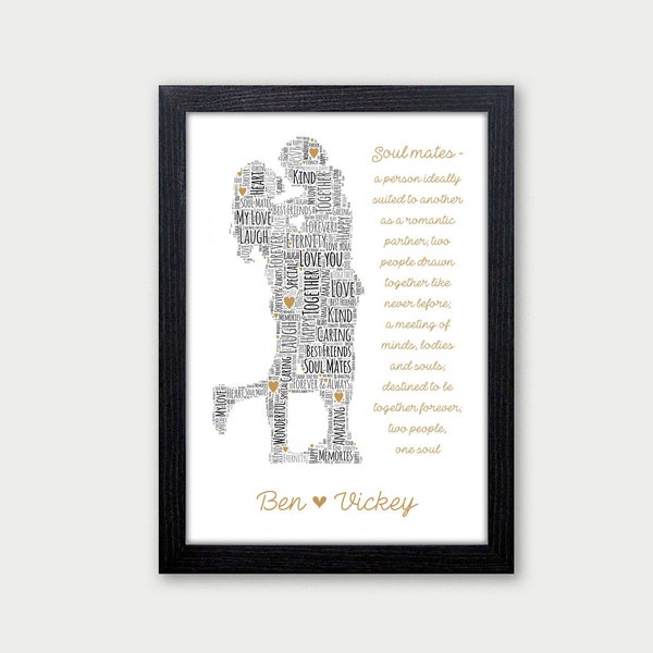 Soulmates Gift - Couples Print - Personalised Gifts for Girlfriend, Boyfriend, Husband, Wife - Valentines Gift - Christmas Boyfriend Him Men