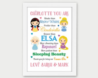 Princess PERSONALISED Flower Girl Thank You Gifts - Flower Girl Wedding Favours - Bridesmaid, Flower Girl Gift - Flower Girl Princess Print