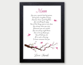 Special Mum, Personalised Mum Poem, Nanny Poem Gifts, Christmas Gifts For Mum Mam Mom Nanny Sister Her, Auntie Christmas, Grandma Christmas