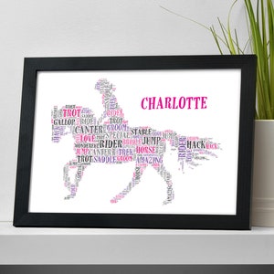 Horse Riding Gifts for Girls - Personalised Birthday, Christmas Gifts for Her Daughter - Equestrian Gifts for Girls - Girls Bedroom Prints