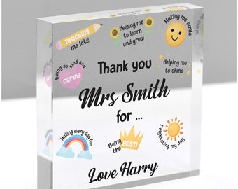 Reasons I Love My Teacher, Personalised Teacher Nursery Thank You Gift, End of Term Gift, Nursery Worker, Teaching Assistant, With Grey Bag