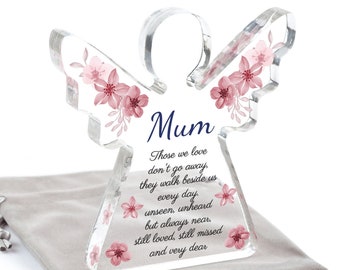 Memorial Ornament Mum, Those We Love Don't Go Away, Mum Angel Christmas Memorial, Loss Of Mum, With Grey Bag