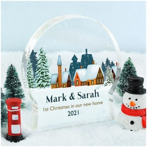 1st Christmas New Home Gift, First Home Xmas Ornament, Our New Home, Couples Gift, Snowglobe Home Ornament Decoration Gift With Grey Bag