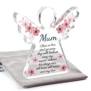 Memorial Ornament Mum, Those We Love Don't Go Away, Mum Angel Christmas Memorial, Loss Of Mum, With Grey Bag