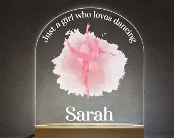 Dancer Gift Night Light - Custom Printed Name Lamp - Childs Light - Kids Bedroom LED Light - Girls Bedroom Decor - Dancing Gift - Ballet