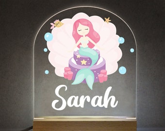 Mermaid Night Light, Childrens LED Night Lamp, Girls Bedroom Decor, Kids Name Lamp, Childs Light, Kids Bedroom LED Light