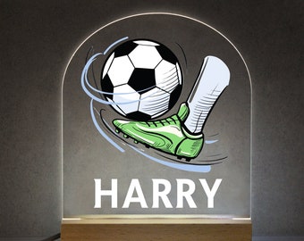 Personalised LED Desk Table Lamp Football Design Night Light, Football Gifts For Boys, Birthday Gifts For Boys, Boys Bedroom Decor