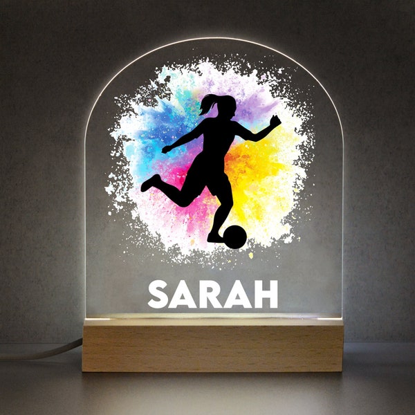 Football Gifts For Girls, Personalised Girls Football Night Light Lamp, Children's Light, Girls Bedroom, Football Bedroom, Soccer Gift