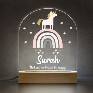 Unicorn Rainbow Girls Night Light - Custom Printed Name Lamp - Childs Light - Kids Bedroom LED Light - Girls Bedroom Decor