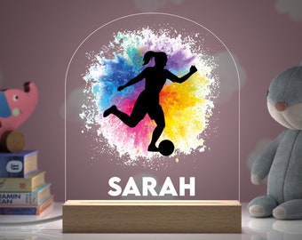 Football Gifts For Girls, Personalised Girls Football Night Light Lamp, Children's Light, Girls Bedroom, Football Bedroom, Soccer Gift