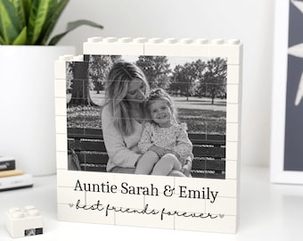 Auntie Photo Gifts From Niece Nephew, Personalised Building Block Gift
