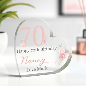 Personalised 70th Birthday Gift For Nanny Mum, 70th Birthday Women Her, 50th 60th 70th 80th Birthday Present, With Grey Bag