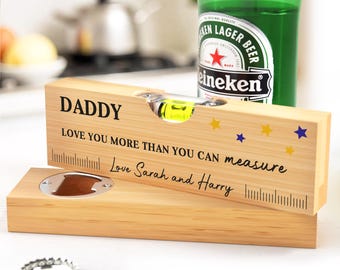 Daddy Gift Fathers Day, Personalised Bottle Opener Spirit Level