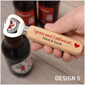 5th Wedding Anniversary Gifts for Husband Him 5 Years Wood You Believe It PERSONALISED Wood Anniversary Bottle Opener Gifts from Wife image 6