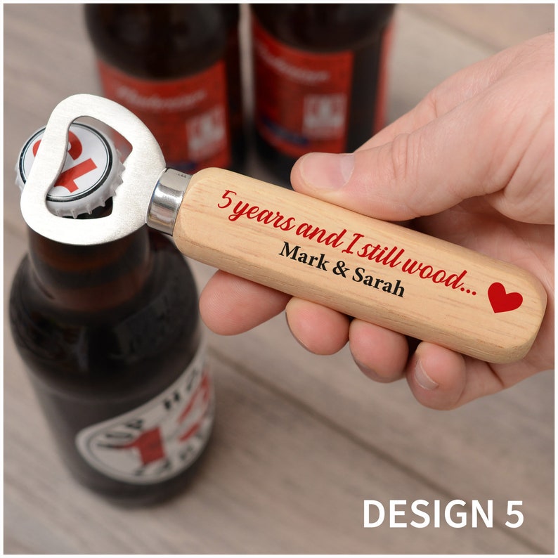 5th Wedding Anniversary Gifts for Husband Him 5 Years Wood You Believe It PERSONALISED Wood Anniversary Bottle Opener Gifts from Wife Design 5