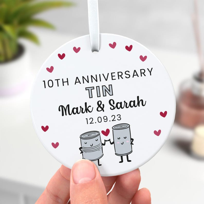 Personalised 10th Anniversary Gift | Tin Wedding Anniversary | 10 Years Together | 10 Year Anniversary | 10 Years Married | With Gift Bag Bild 2