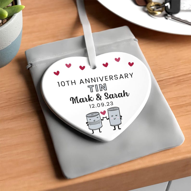 Personalised 10th Anniversary Gift | Tin Wedding Anniversary | 10 Years Together | 10 Year Anniversary | 10 Years Married | With Gift Bag Bild 6