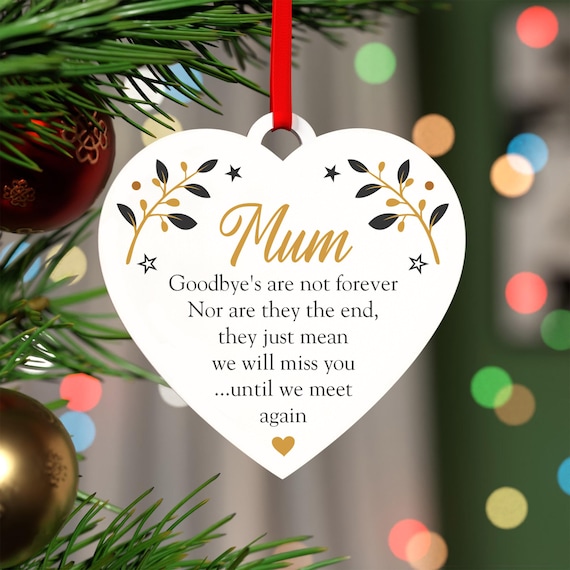 Red Ocean Memorial Wooden Heart - Goodbyes Are Not Forever Handcrafted Keepsake For Remembrance