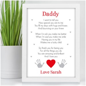 Daddy Poem Print Gifts - Fathers Day Gifts - Birthday Gifts for Daddy ...