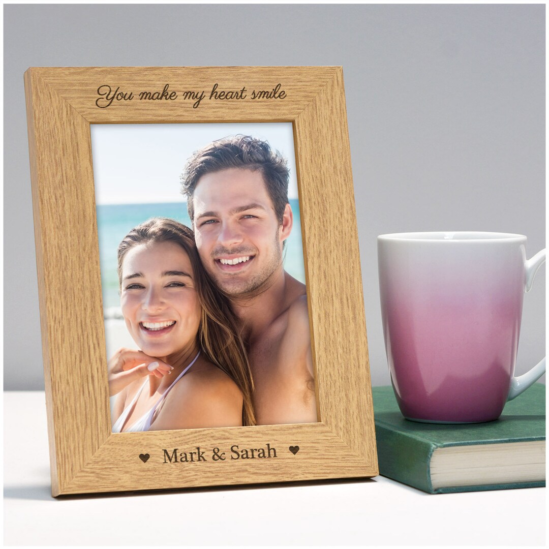 EYITUPC 5 Year Anniversary Picture Frame Gifts For Her Him, Wood 5th Wedding Anniversary Photo Frame For Wife Men Husband, Display 2 4x6 Inch