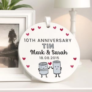 Personalised 10th Anniversary Gift | Tin Wedding Anniversary | 10 Years Together | 10 Year Anniversary | 10 Years Married | With Gift Bag Bild 5